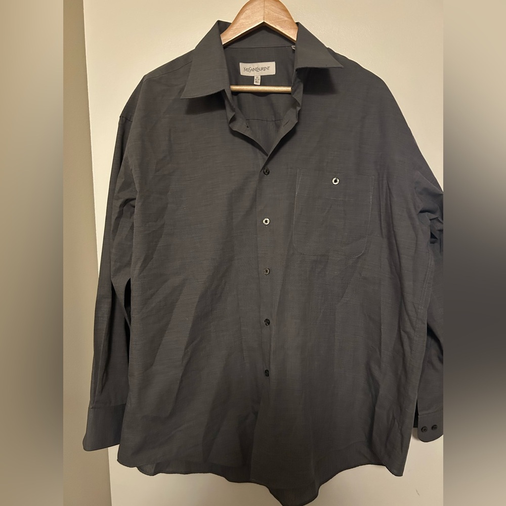 Yves Saint Laurent Men’s Grey Button Down Shirt - Size 17 (XL) - Picture 2 of 7